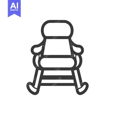 Aset desain premium: Black and White Line Art of a Rocking Chair