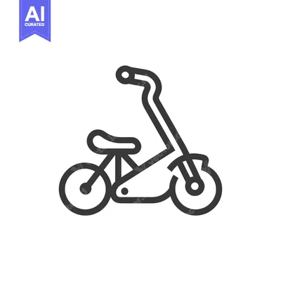 Aset desain premium: Line Drawing of a Small, Two-Wheeled Bicycle with a Seat and Handlebar