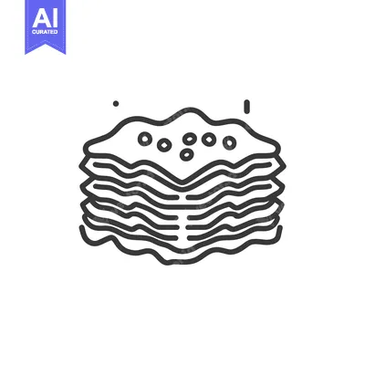 Aset desain premium: A black and white line art image of lasagna layers