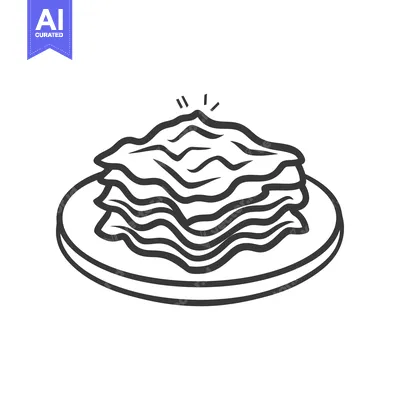 Aset desain premium: A simple black and white drawing of layered food on a plate
