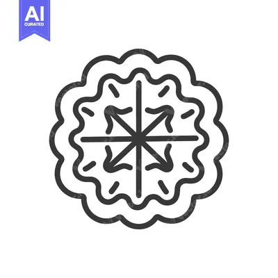 Aset premium populer: A simple black and white circular design with arrows emanating outward