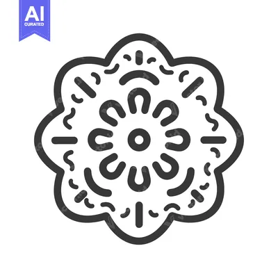 Aset desain premium: A symmetrical design showcasing a floral shape with decorative embelli