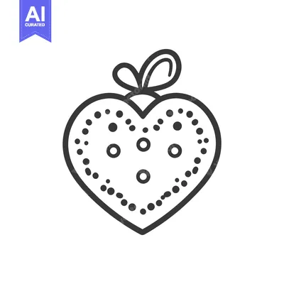 Premium design asset: A simple black and white line drawing of a decorated heart