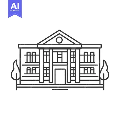 Aset desain premium: A monochrome depiction of a grand building facade with columns