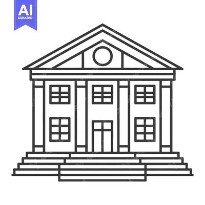 Aset desain premium: Simple architectural illustration depicting a classical style governme