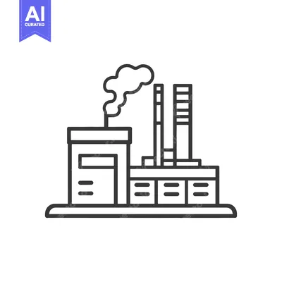 Aset desain premium: An industrial factory emitting smoke from its tall smokestacks structu