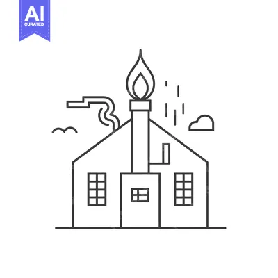 Aset premium populer: Simple Illustration Depicting a House with Chimney and Burning Flame