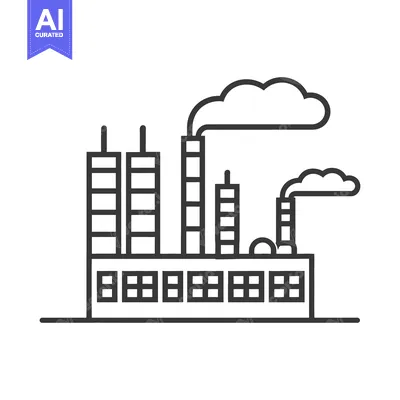 Aset premium populer: A simplified illustration depicting an industrial factory building