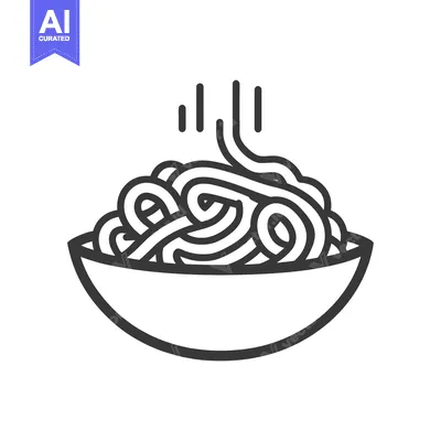 Aset premium populer: A simple illustration of a bowl filled with cooked spaghetti noodles