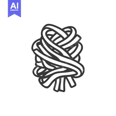 Aset desain premium: The stylized illustration presents a bundle of intertwined pasta noodl