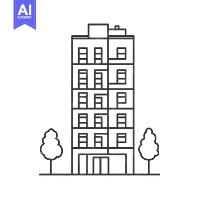 Aset premium populer: A simple line drawing depicts a tall multi story building structure