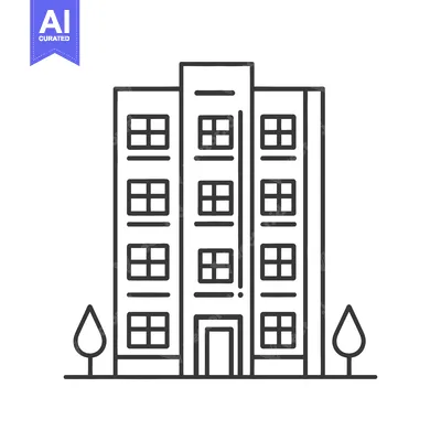 Popular premium asset: A detailed linear drawing of a tall apartment building