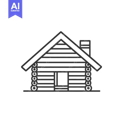 Aset premium populer: A simple cabin illustration with a chimney on white background