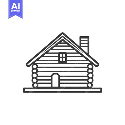 Aset premium populer: Detailed illustration of a simple log cabin style house design