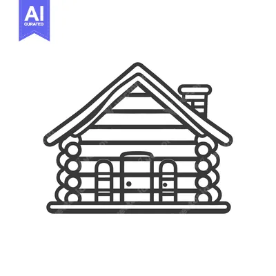 Popular premium asset: Simple linear drawing of a small wooden cabin structure