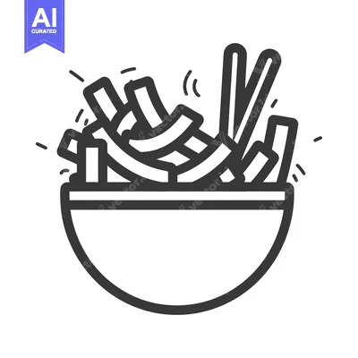 Aset desain premium: A Simple Line Drawing Depicting French Fries in a Bowl