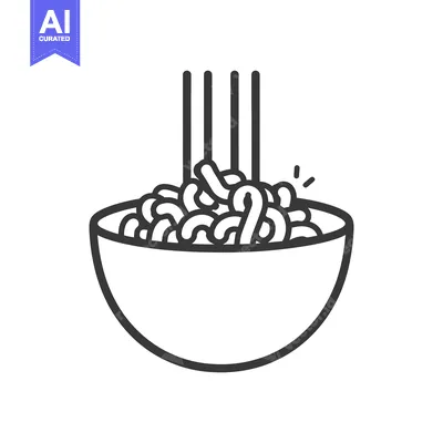 Aset premium populer: A bowl of noodles with chopsticks preparing to be lifted