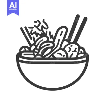 Aset desain premium: A Bowl Of Noodles With Various Vegetables and Chopsticks