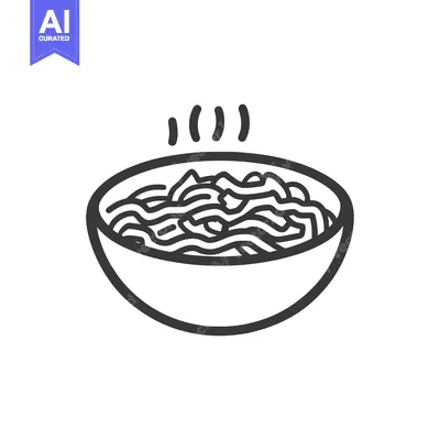 Aset premium populer: A stylized bowl of cooked noodles with steam rising upwards