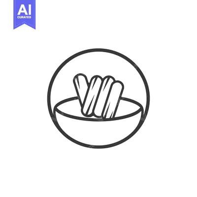 Aset premium populer: Simple illustration showing cylindrical food items in a bowl shape