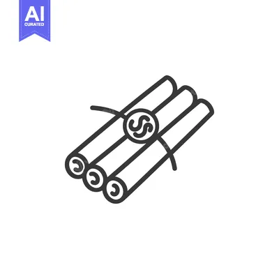 Aset premium populer: A monochrome illustration depicting bundled sticks with a decorative e