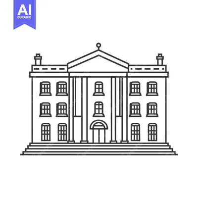 Aset desain premium: A symmetrical illustration of a grand building facade design