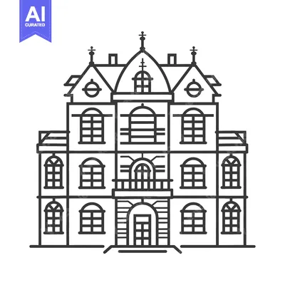 Aset desain premium: Elegant illustration of a grand multi story building facade outline