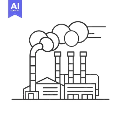 Premium design asset: Simple graphic illustration of a factory emitting smoke