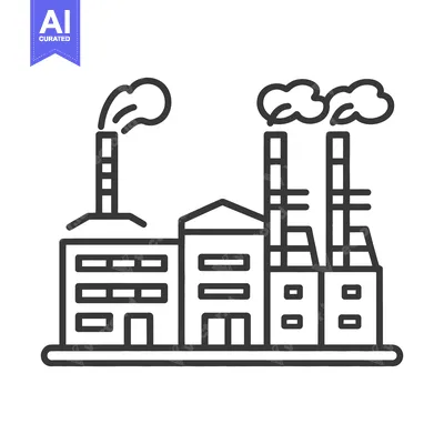 Aset premium populer: Illustration depicting multiple industrial buildings with smokestacks