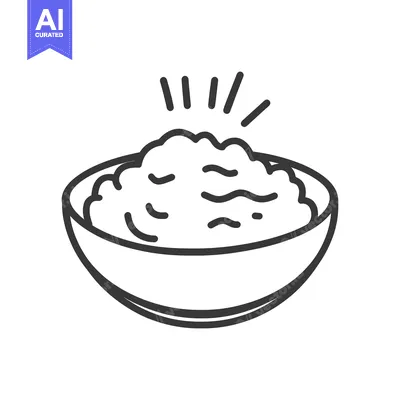 Aset premium populer: A simplistic black and white illustration of a bowl of food