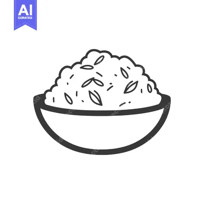 Popular premium asset: A simple black and white illustration of a food bowl of grain