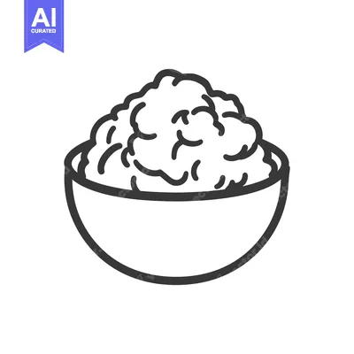 Aset desain premium: A simple illustration depicts a bowl filled with a food item