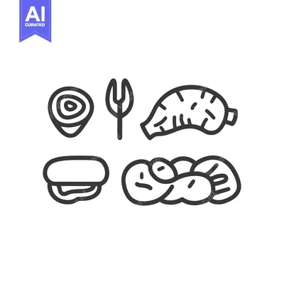 Popular premium asset: Simple black and white illustrations of assorted food items