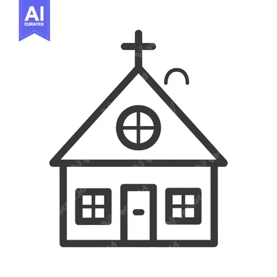 Aset desain premium: Simple outlined illustration of a house of worship building