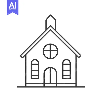 Aset premium populer: A simple black and white line drawing of a small building