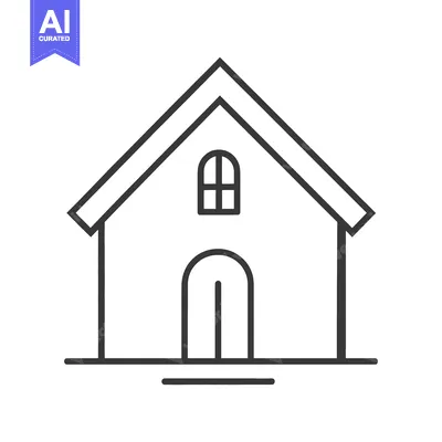 Popular premium asset: A simple black and white line art illustration of a house