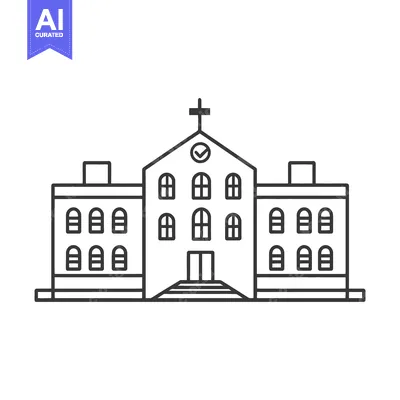 Premium design asset: A Simple Vector Illustration of a Church or School Building