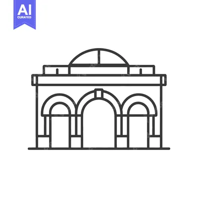Popular premium asset: A simple architectural outline depicting a building with arches and a