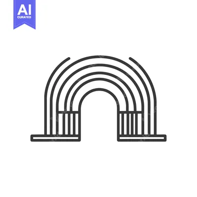 Aset premium populer: A geometric black and white linear structure with arch design