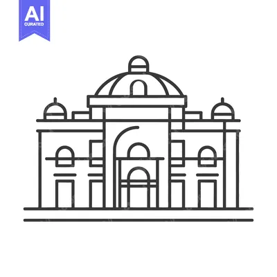 Popular premium asset: A detailed black and white outline of a building structure