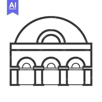Aset desain premium: A simple black and white illustration of a building structure