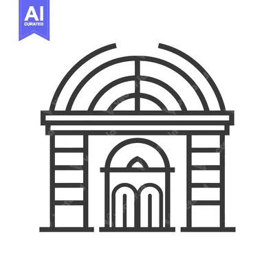 Aset desain premium: A Simple Line Drawing Depicting a Building Facade Structure