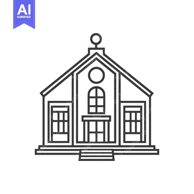 Popular premium asset: A simple black and white architectural illustration of a building faca