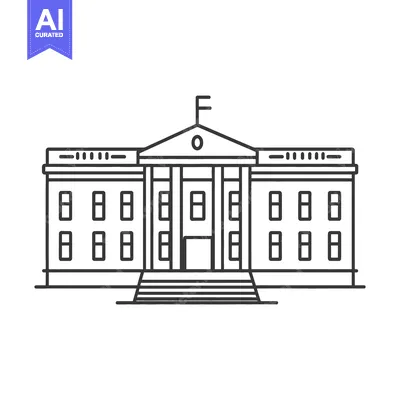 Aset desain premium: Simple architectural drawing of a governmental building structure
