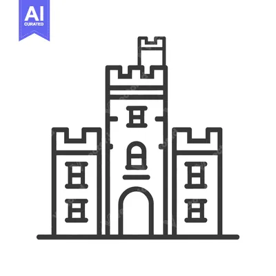 A simplified vector illustration of a castle with turrets and windows