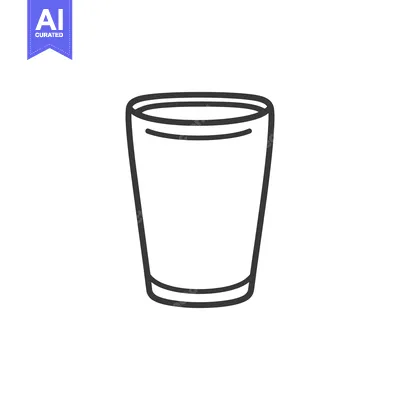 Premium design asset: A simple line drawing of a clear glass standing upright
