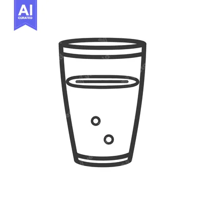 Aset premium populer: A simple line drawing depicts a glass of water with bubbles