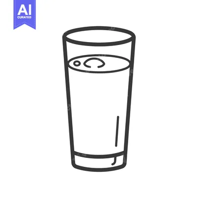 Popular premium asset: A detailed outline drawing of a simple glass filled with liquid