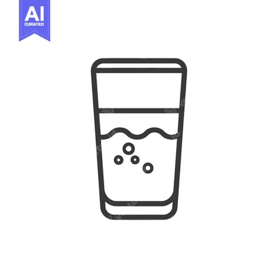 Premium design asset: A simple line drawing shows a glass with beverage inside it