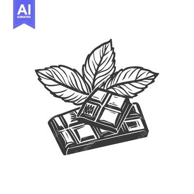 Aset premium populer: A graphic illustration of chocolate and mint leaves together